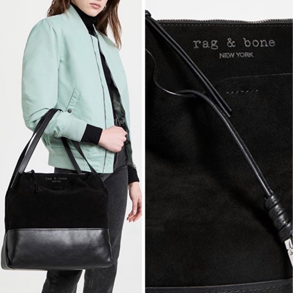 Rag & Bone Passenger Tote 2.0 Black Leather & Suede Barely Used
